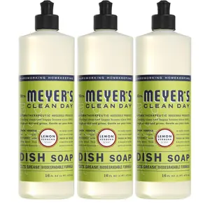 MRS. MEYER'S CLEAN DAY Liquid Dish Soap, Biodegradable Formula, Lemon Verbena, 16 fl. oz - Pack of 3
