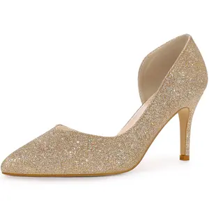 BLISSFUL STEP Glitter Pointed Toe Stiletto Heels Pumps