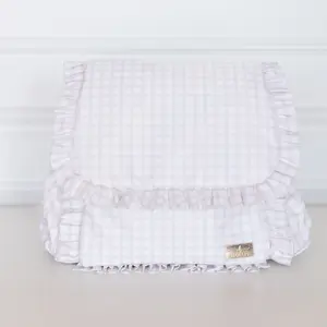 Nude Plaid Ruffled Nylon Diaper Bag