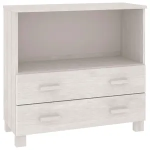 vidaXL Sideboard, Buffet Cabinet with Open Compartment, Console Cabinet for Bedroom Living Room Entryway Hallway, HAMAR White Solid Wood Pine 340497