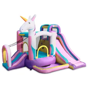 Backyard Kids Inflatable Bounce House with Slide, Bouncy Jump Castle, Indoor and Outdoor Jumping Bouncer, for Ages 3-10, Toddlers and Small Children, with Blower, 11.8' x 9.8' x 6.9', Pink Unicorn