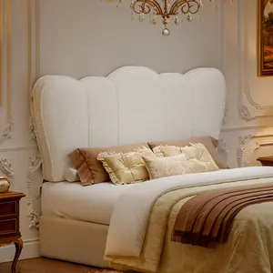 Pinmoco Upholstered Headboard, Soft Chenille Fabric Crown-Shaped Headboard with Adjustable Height Metal Legs【Headboard Only】