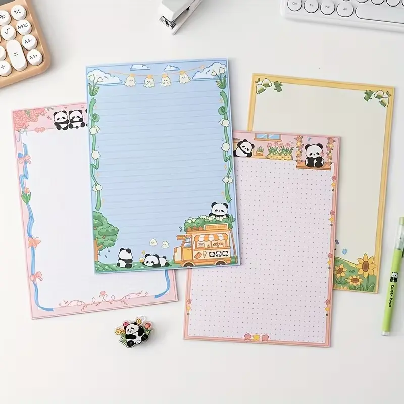 Cute Panda Cartoon Notebook, Floral Design, High-Quality Paper, Tear-Resistant Pages, Ideal for Journaling, Sketching, Scrapbooking, Drawing Sketchbook, Doodle Pad, Art Materials