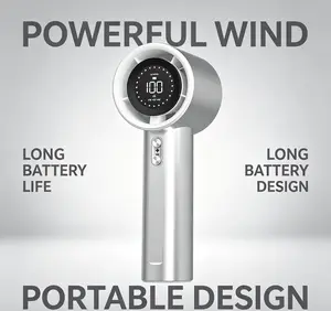 Portable Turbo Handheld Fan | 8.0m/s Strong Wind Speed | Smart Digital Display | Adjustable Airflow | 1200mAh Rechargeable Battery | Type-C Charging | Perfect for Travel, Office, Outdoor Use