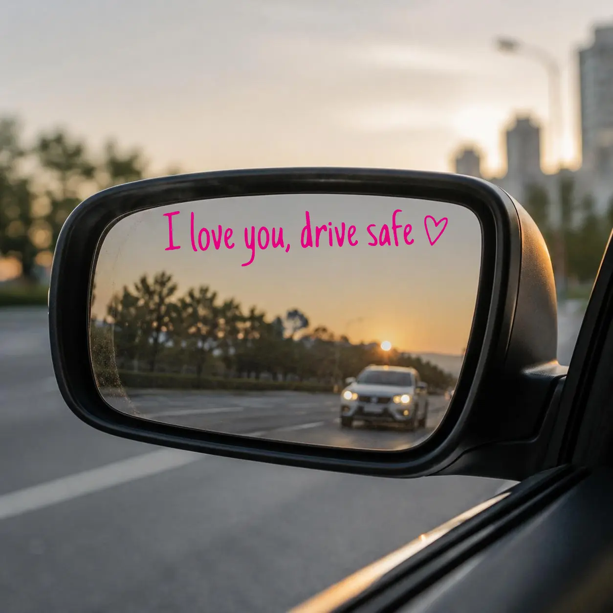 Waterproof Vinyl Alphabet Mirror Stickers, "I Love You Drive Safe" Letter Decals, Easy-Apply UV-Resistant Removable Car Interior Decor Rearview Mirror Accessory