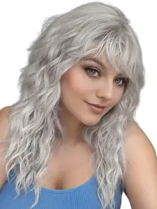 Women's Short Puffy Water Wave Wig | Long Curly Heat Resistant Fiber Wig | Soft & Fluffy Synthetic Wig for Daily Wear & All Seasons