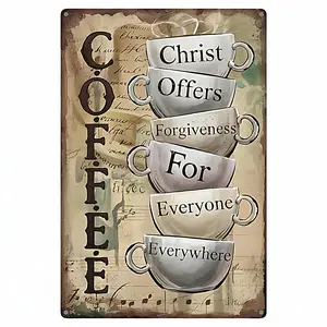 Christ Offers Forgiveness for Everyone ，12x8 Metal Sign – Wall Art for Christian Kitchen & Indoor Porch, Rustic Coffee Station Decor,Office, Church & Funny Gifts， room  sign
