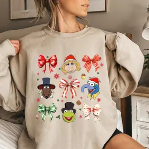 Muppet Christmas Coquette Bow Shirt, The Muppet Christmas Carol Shirt, Kermit And Friends Tee Shirt, Xmas Gift