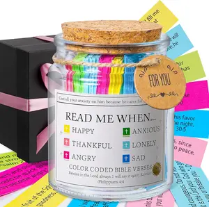 Bible Verse Jar, Read Me When Scripture Cards for Emotions and Feelings, Christian Faith Prayer Hope Jar, Religious Easter Gift for Women Men
