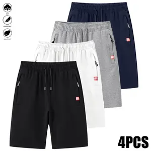 4-Piece Men's Casual Breathable Summer Sports Shorts with Pullstring and Zipper for Beach Outdoor Activities Cycling Daily Wear,summervibes