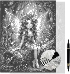 Enchanted Meadow Fairy Dot Painting Kit for Adults — 13×17 Canvas with Dual-Tip Marker