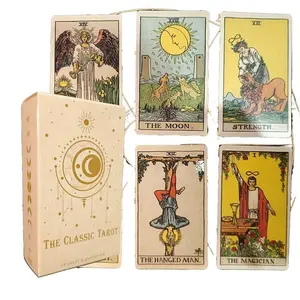 Classic Tarot Card Set with Guidebook, Portable Divination Game for Beginners, Ideal Christmas & Halloween Gift, Includes 78 Cards