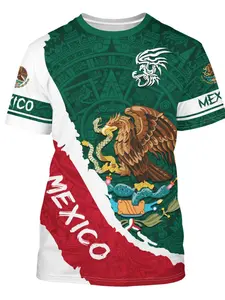 2026 World Cup Mexico Football Jersey, Unisex Round Neck Short Sleeve, 3D Print Casual Fashion Top, All Seasons Wear, Sports Jersey