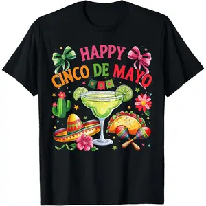 [100% Cotton] Happy Cinco de Mayo Fiesta Mexican Party Men Women T-Shirt