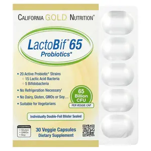 California Gold Nutrition LactoBif® 65 Probiotics, 30 Veggie Capsules