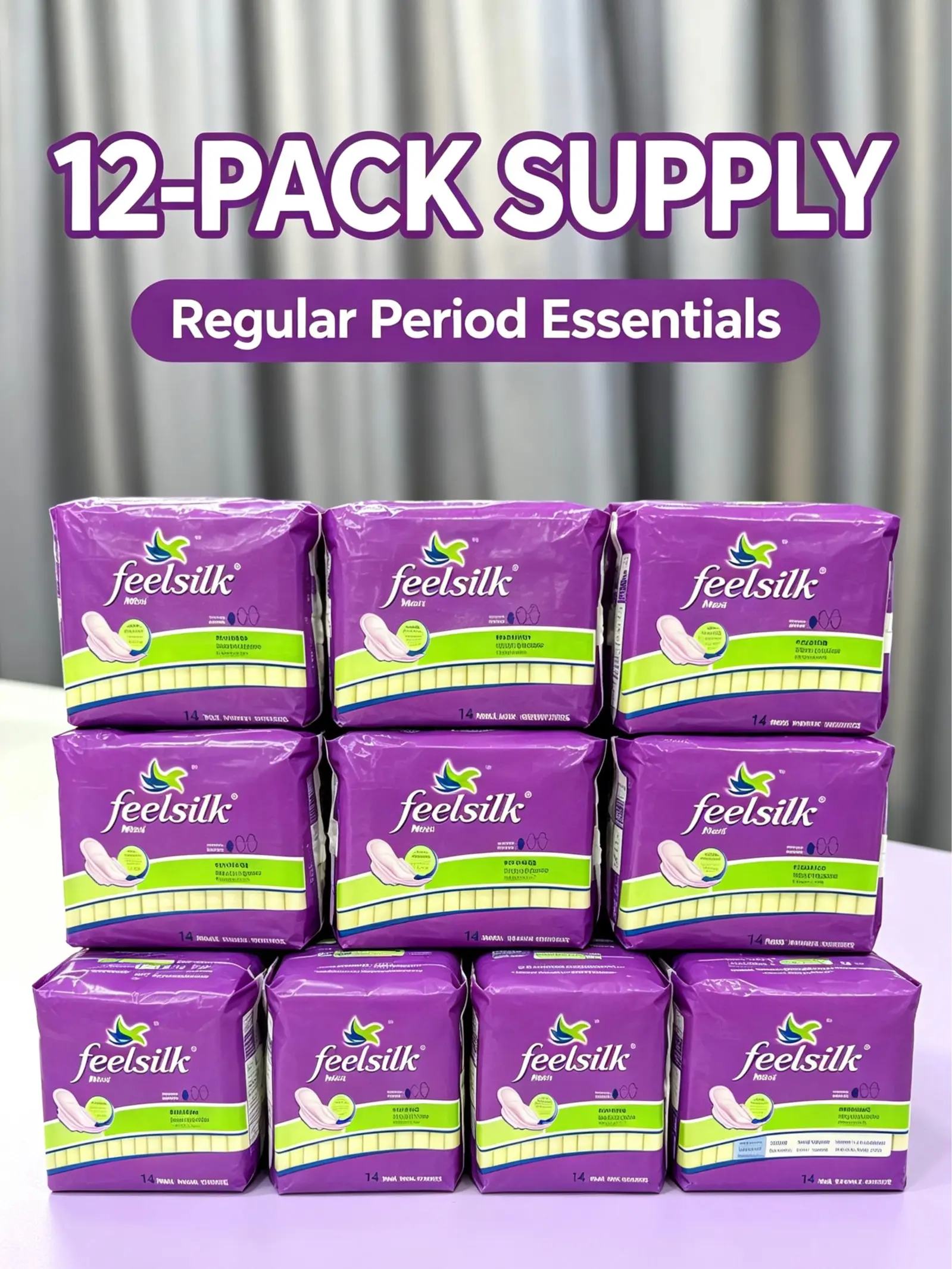 Feelsilk Disposable Maxi Sanitary Pads with Flexi-Wings, Regular Absorbency, 14 Pads Per Pack, for Daily Period Use