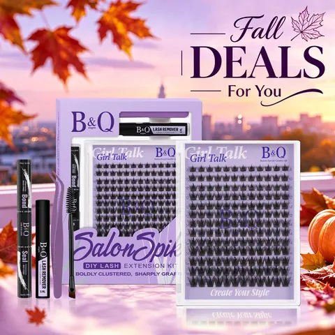 Girl Talk Kit l B&Q 3D Pre-Spike Design Wispy Eyelash Clusters,DIY Anime Manga Individual Lash Extension,Multi-Layered Like Salon Effect,D Curl,BASF Lashes for Comfortable Wear,Bond&Seal,No Latex Cosmetic Makeup #TikTokShopFallDealsForYou