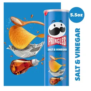 Pringles Salt and Vinegar Potato Crisps Chips, Lunch Snacks, 5.5 oz