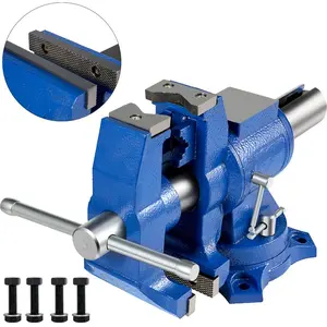 VEVOR 5 Heavy Duty Bench Vise, Double Swivel Rotating Vise Head/Body Rotates 360, Pipe Vise Bench Vices 30Kn Clamping Force, for Clamping Fixing Equipment Home or Industrial Use