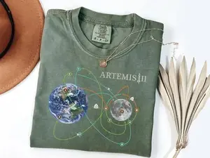 Comfort Colors Shirt Artemis II Moon Mission T-Shirt, N.A.S.A Space Program Fan Tee, Astronomy Gift, Rocket Launch Shirt, Space Exploration Top