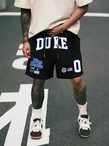 Men's Letter Print Graphic Shorts, Loose Casual Street Comfy Breathable Shorts for Daily Wear, Mens Bottoms for All Seasons, Menswear