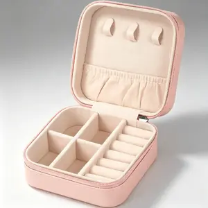 Portable PU Leather Travel Jewelry Case, Mini Jewelry Organizer Box with Soft Flannel Lining for Women & Girls