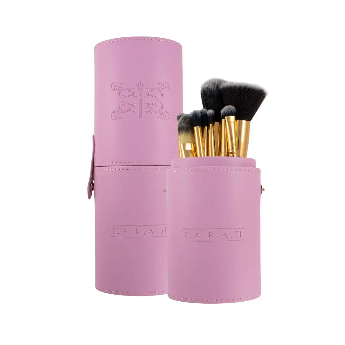 F.A.R.A.H® Pink Blush Brush Kit | 12-Piece Vegan Makeup Brush Set + Snap Case | Flawless Finish