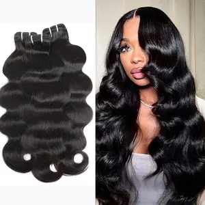 Iwish 15A Raw Human Hair Body Wave Bundles Indian Thick Ends No Tangle Shedding Natural Black Color 1B Weave 1/3 Pcs Hair Weave Bundle