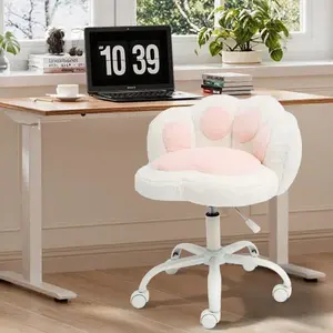 Garvee Adjustable 360° Swivel Computer Chair with Wheels, Cat Paw Base, Vibrant Color Locking, Small Size, Comfortable Cushion, No Arms, Ideal for Office and Changing Table Use