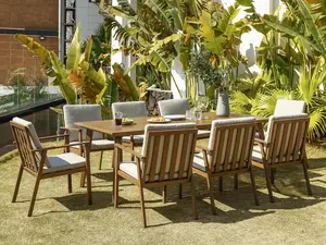 SeeHill 9-Piece Aluminum Outdoor Dining Set, 8 Chairs & 1 Table (2.2" Umbrella Hole), All-Weather Rust-Proof, UV-Resistant, Waterproof for Patios