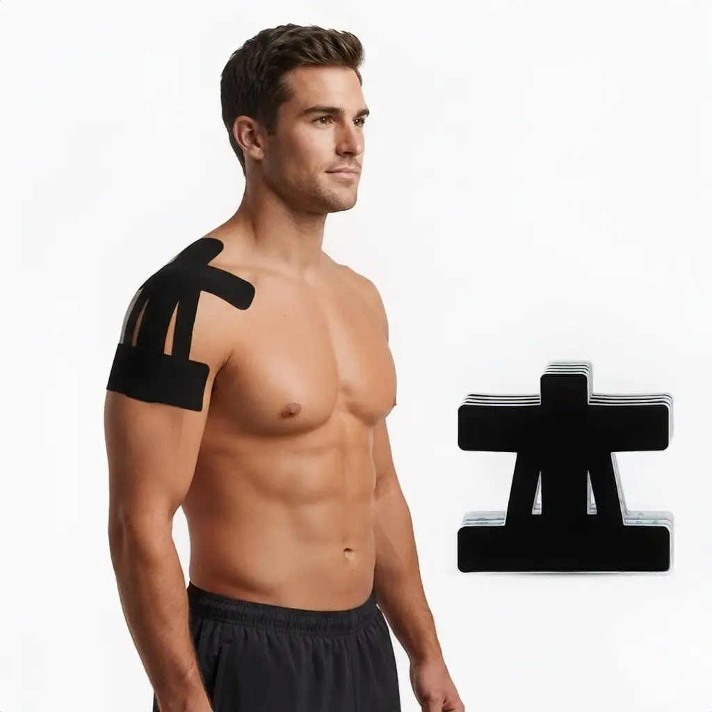 Shoulder Kinesiology Tape for Men & Women - Pre-Cut Waterproof Athletic Muscle Support Tape for Injury Prevention, Workout Recovery, Shoulder Stability, Weightlifting, Running, Gym & Sports (10 PCS) pain relief pre cut