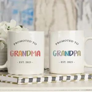 Pregnancy Announcement Grandparent Mug Promoted from Parents to Grandparents Personalized Gift for New Grandma Grandpa Mug New Grandma Gift