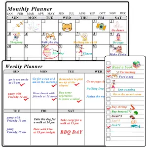 Magnetic Calendar for Refrigerator, 3p Fridge Calendar Magnet, 14x11in Monthly and Weekly Planner, 3.5x8in Daily List Magnetic Calendar