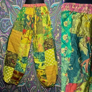 Patchy Side Pocket Pants, Cotton Patterned Unisex Hippy Festival Dungarees, Patchwork One Of A Kind Hippy Hippie Harem, Pocket Pants, Men's Pants, Cool Pants
