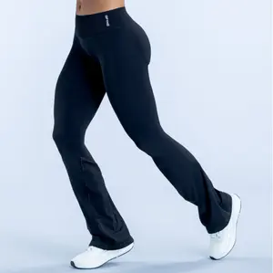 (With Logo) DFYNE High Waisted Flare Leggings - Tummy Control Bootcut Yoga Pants Seamless Stretch Workout Pants for Women