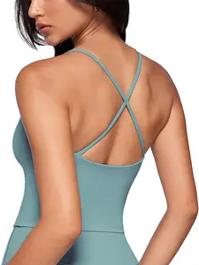 Women's High-Stretch Backless Cross-Back Seamless Tank Top Fitness Yoga Sports Bra Quick-Dry Running Spaghetti Strap Backless Cross-Back Sexy Training Top With Padded Cups Cross-Back Straps Oversized Backless Nude-Effect Sports Bra Yoga Workout Activewear