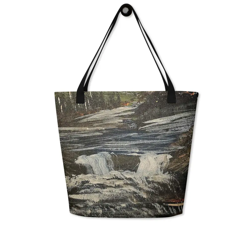 Hand Painted Scenic Landscape  Large Tote Bag with Pocket- Painted by April Leanne ~ Bob Ross Inspired