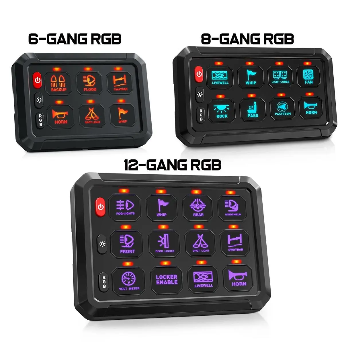 6/8/12 Gang Switch Pane Automatic Dimmable Switch RGB Back Light Panel Strobe Momentary Universal Circuit Control Relay System Box Board For Truck Car ATV UTV,Dealsforyoudays