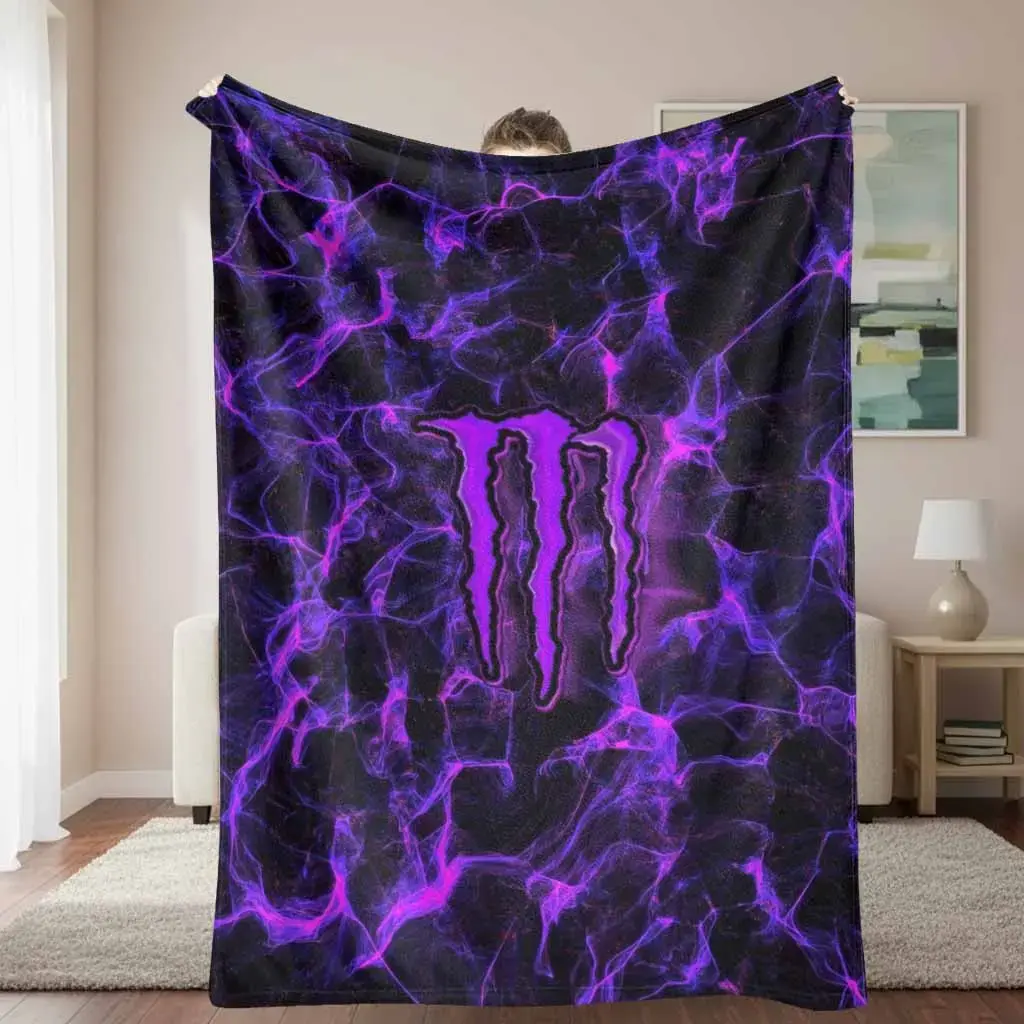 Purple Wrinkle-Resistant Electric Flannel Throw Blanket Abstract Lightning Digital Print Soft Warm Cozy Fleece Throw Blanket for Bedroom Living Room Office Sofa Couch, Lightweight Bedding Blanket Home Accent