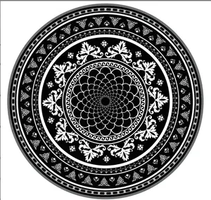 Black&White Mandala Round Rug
