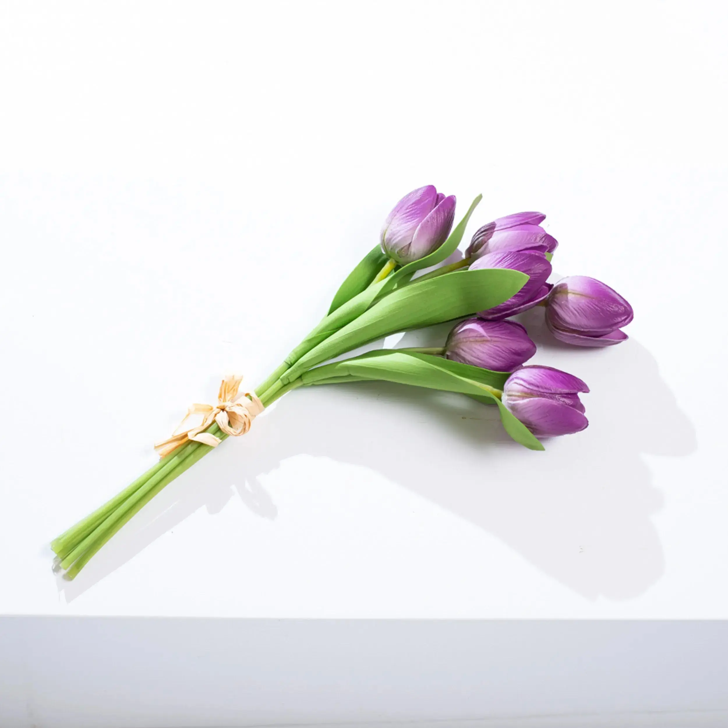 6-Stem Lifelike Real Touch Purple Artificial Tulips Bouquet Set, 8x8 in Natural Look Decorative Artificial Flowers, All-Seasons Home Decor for Home Supplies