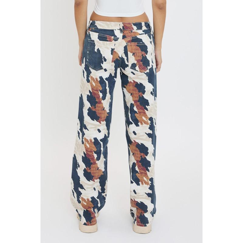 Women's Wide Leg Britney Printed Low Rise Jeans