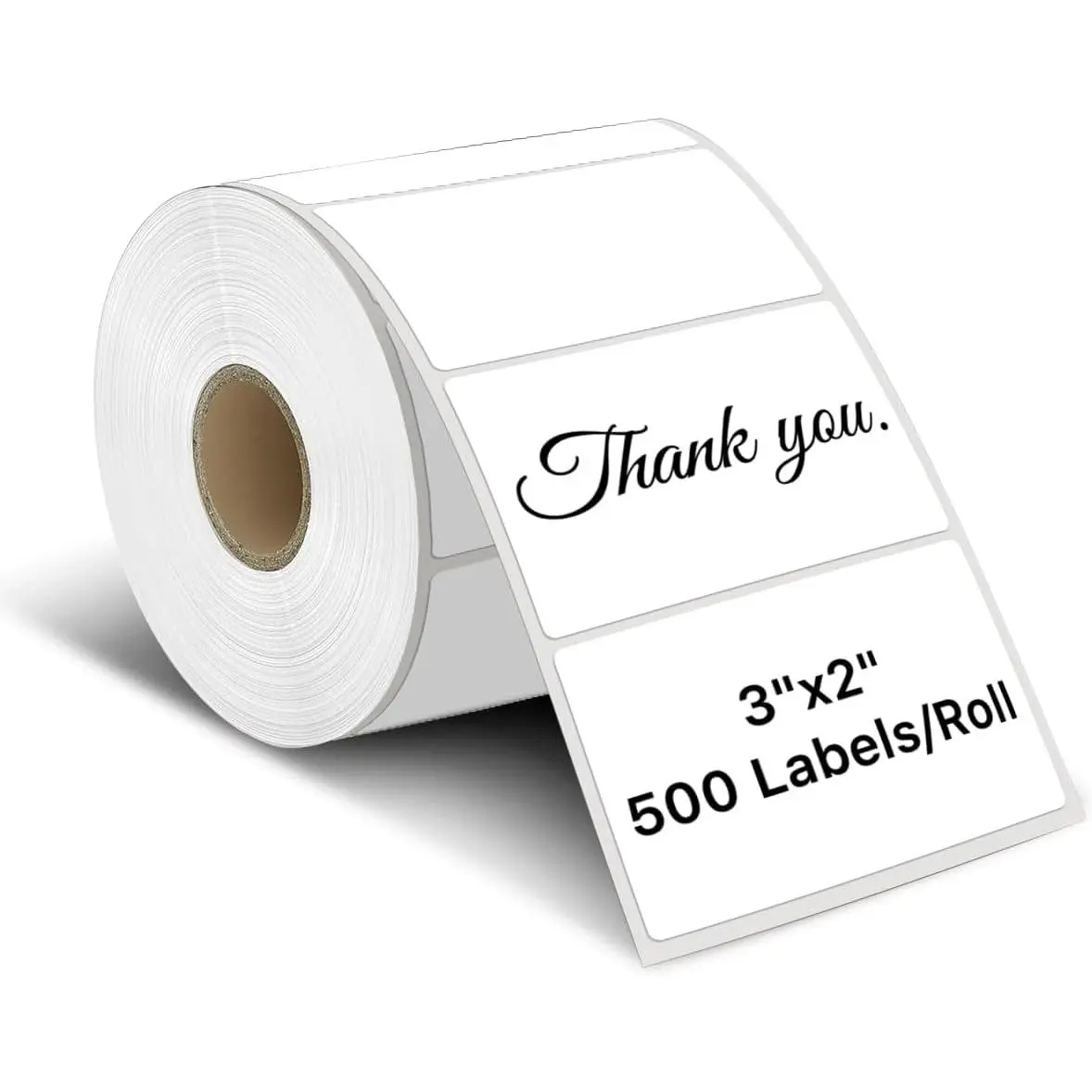 3" x 2" Thermal Label Stickers, Rectangle Labels for Label Printers, Self-Adhesive Thermal Stickers with Perforation Line, 500 Labels/Roll, White