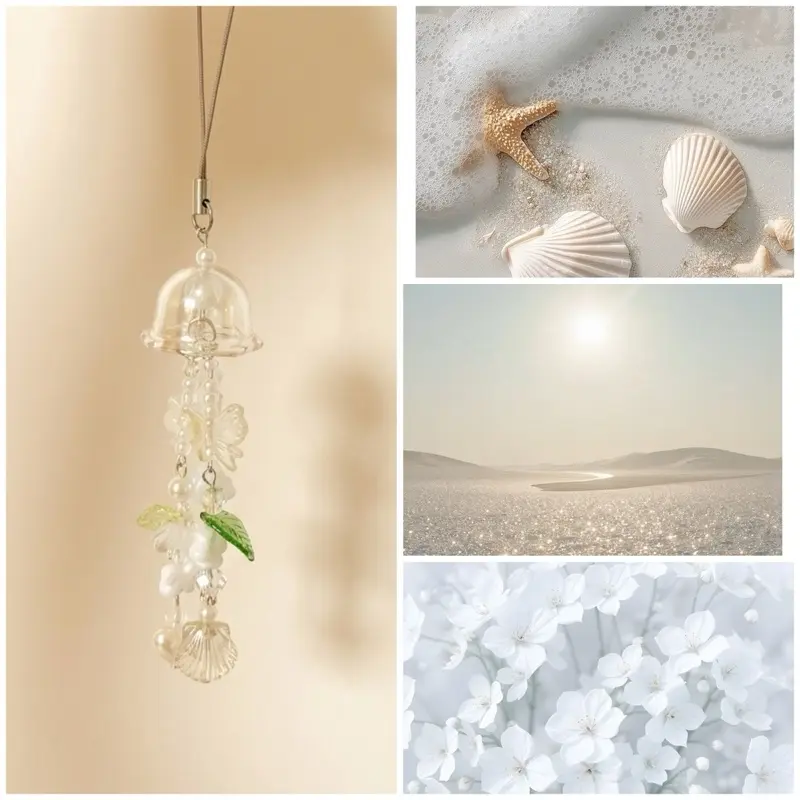 Y2K White Jellyfish Phone Charm Strap,  Accessory for Mobile Phones