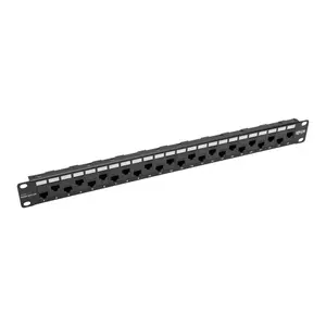 Tripp Lite N254-024-OF 24-Port Cat5e Cat6 Feed-Through Patch Panel Offset with Cable Management Bar RJ45 Ethernet 1URM TAA