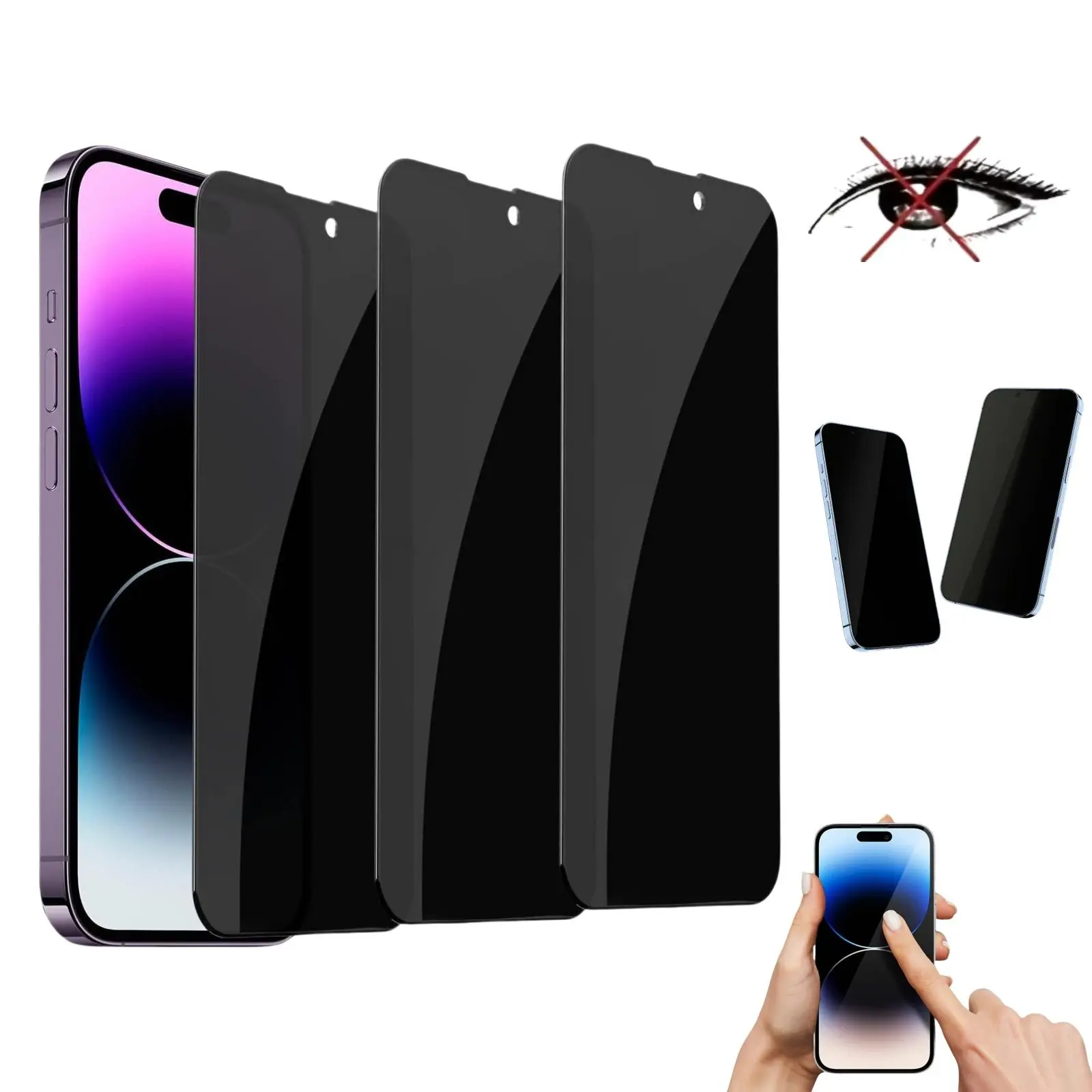 3-Pack iPhone Privacy Screen Protectors - Anti-Spy Tempered Glass for iPhone 16/15 Series - Scratch Resistant & Easy Install