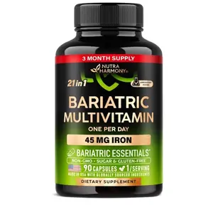 Bariatric Multivitamin - 45 mg Iron Supplements - Made in USA - for Women & Men - All-in-One, 21 Essential Vitamins - Gastric Sleeve Support - Free of Sugar, Gluten & Soy - 90 Capsules, Once Daily