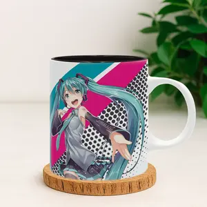 Hatsune Miku Art Coffee Cup, Vocaloid Otaku Mug, Cute Girl Ceramic Cup  for Coffee Tea, Gift for Fans