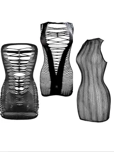 Women's Solid Fishnet Cover Up Dress, Casual Hollow Out Bodycon Cover Up for Beach Holiday Vacation, Ladies Swimwear for All Seasons, Mesh Cover Up