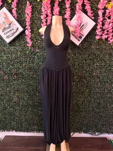 "Midnight Muse" Draped Halter Jumpsuit